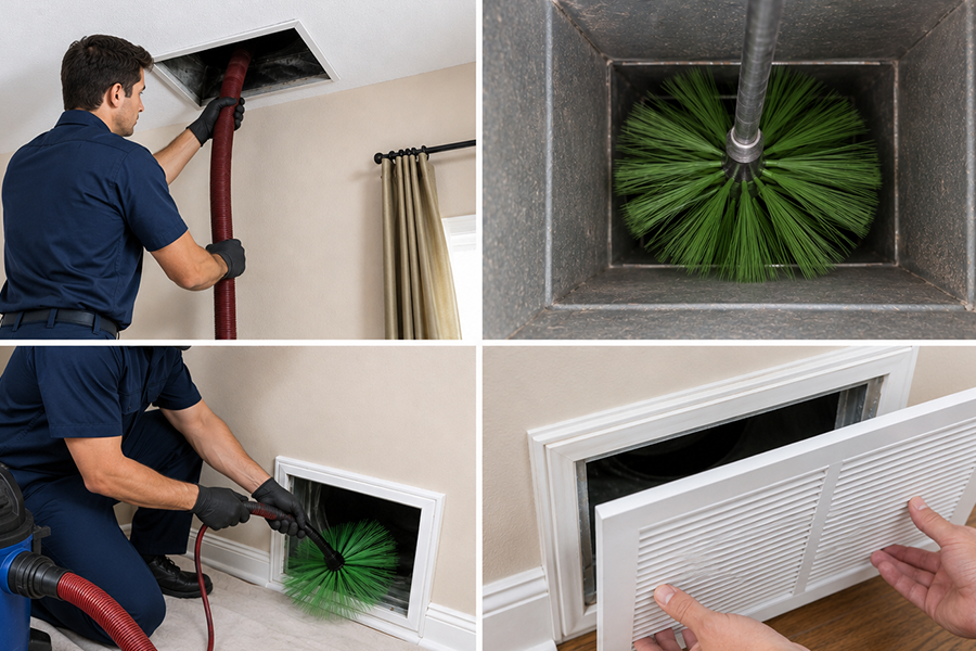 Four-step residential air duct cleaning process